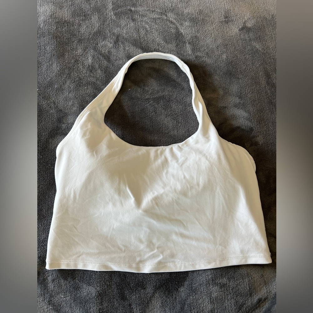 Athleta Powervita White Halter Crop Top Bra - Medium